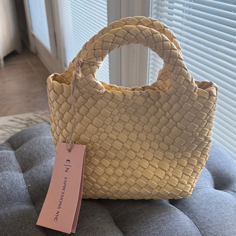 Expressions Woven Mini Tote in Light Natural Cream